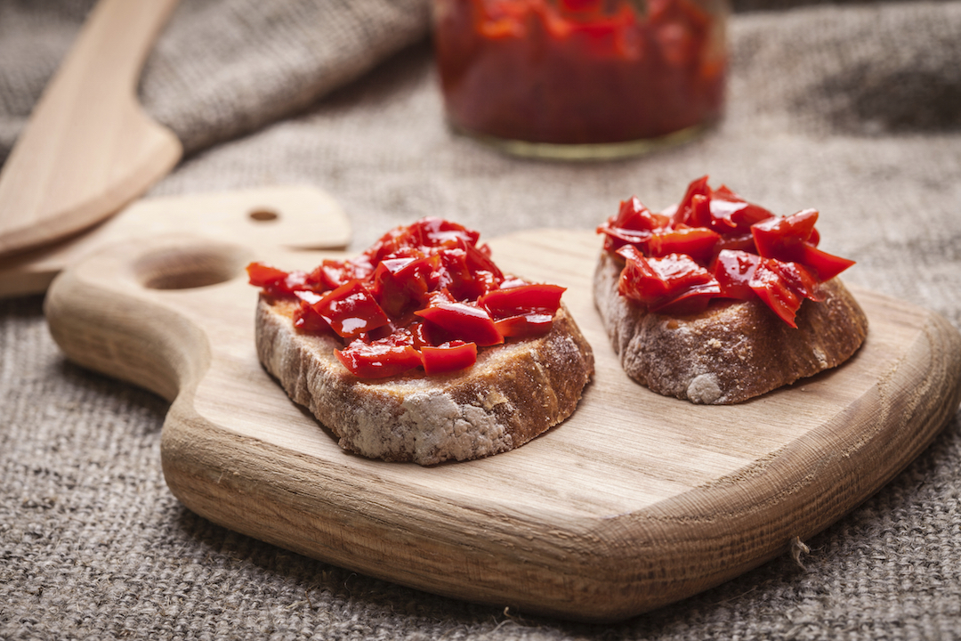 Ajvar - delicious dish of red peppers, onions and garlic.