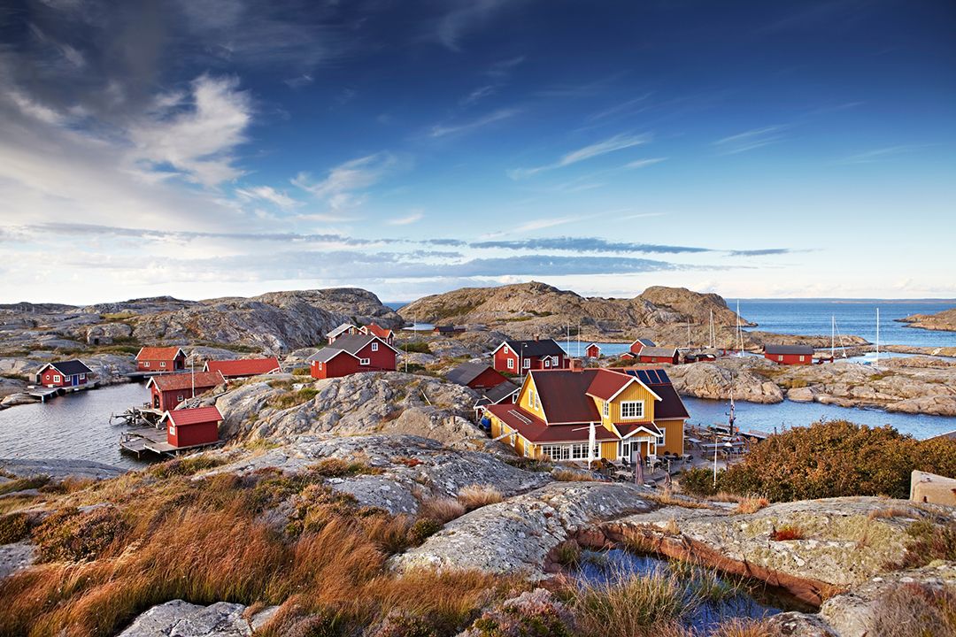 Fishermen's huts on the Weather Islands, West Sweden. Photo by Matt Munro.