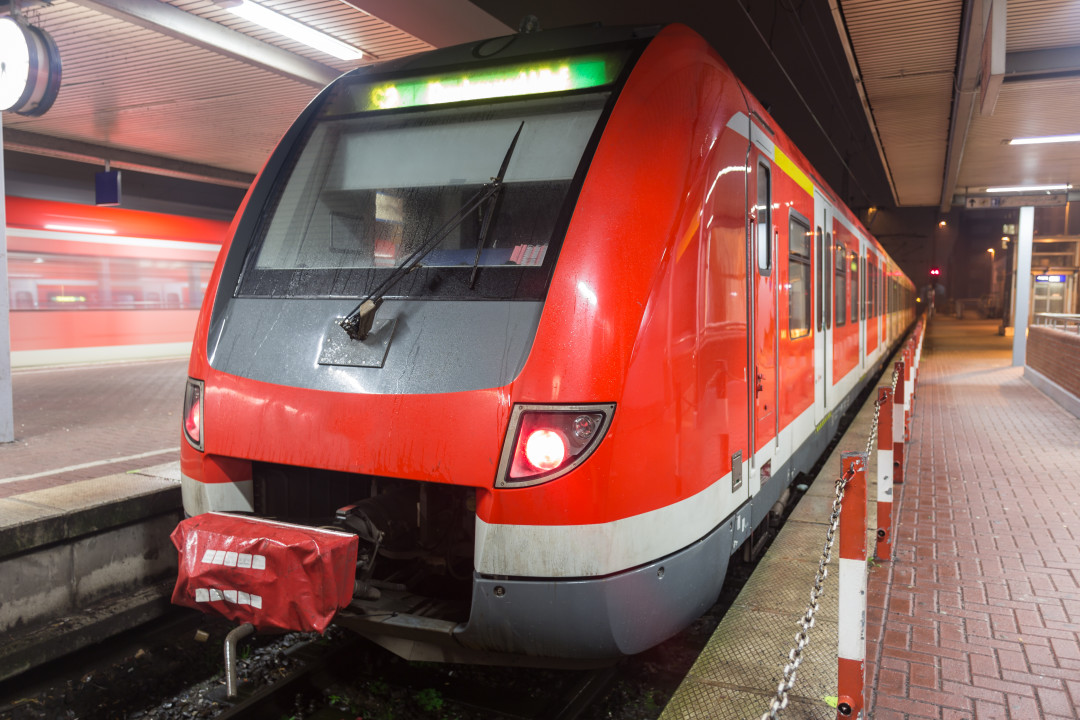 german sbahn train at night