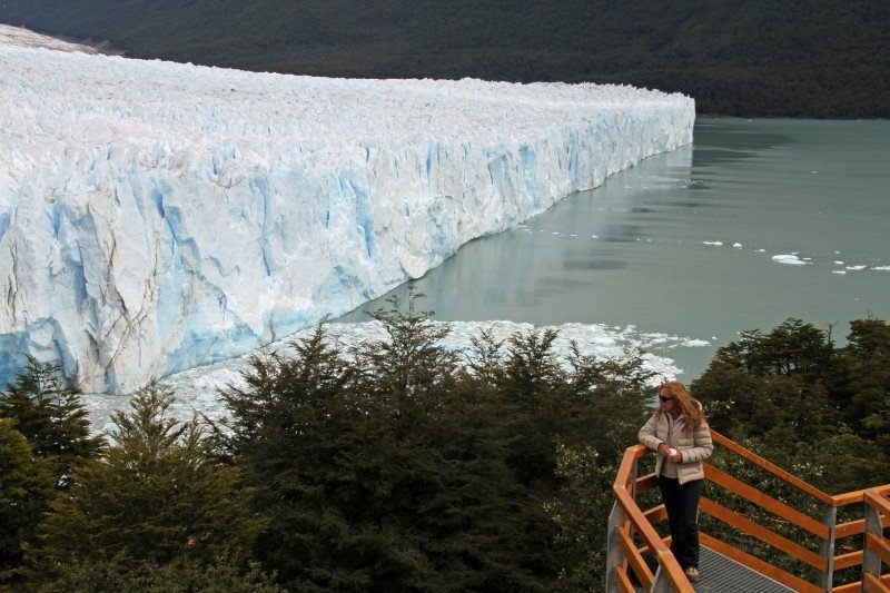 Person overlooking glacier in Patagonia