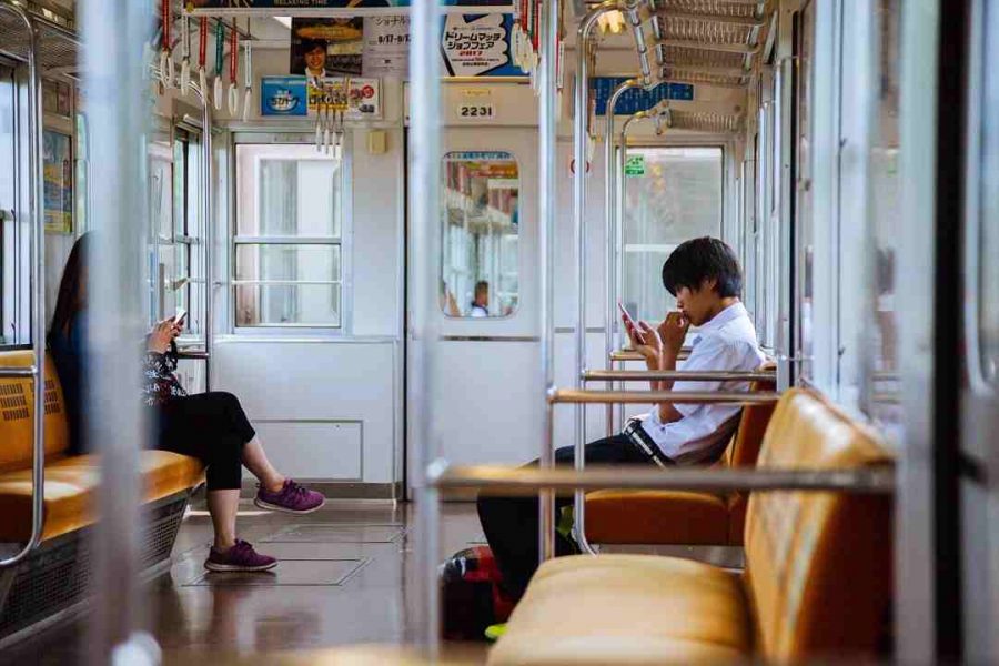 man in train