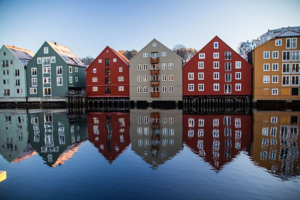 colourful house along the banks in Norway