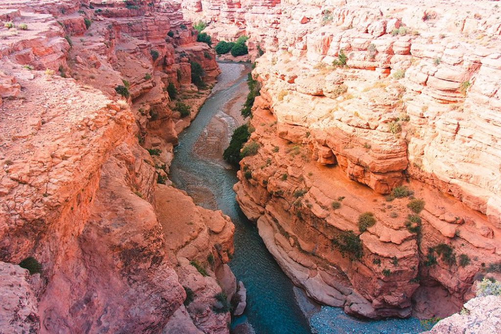 Craggy and orange landscape of the famous Atlas Mountains in Morocco