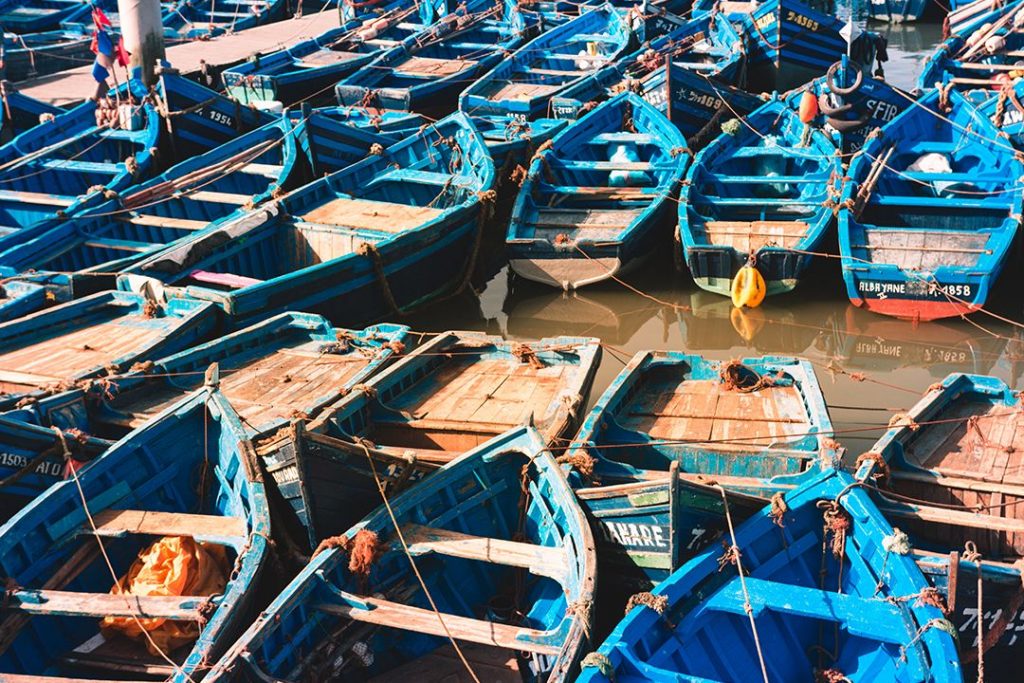 Fishermen boats sit in the harbour waiting for the hustle and bustle of workers the following morning