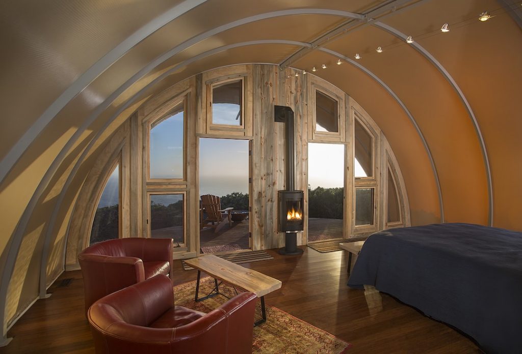 The interior of a yurt at Treebones Resort in Big Sur 