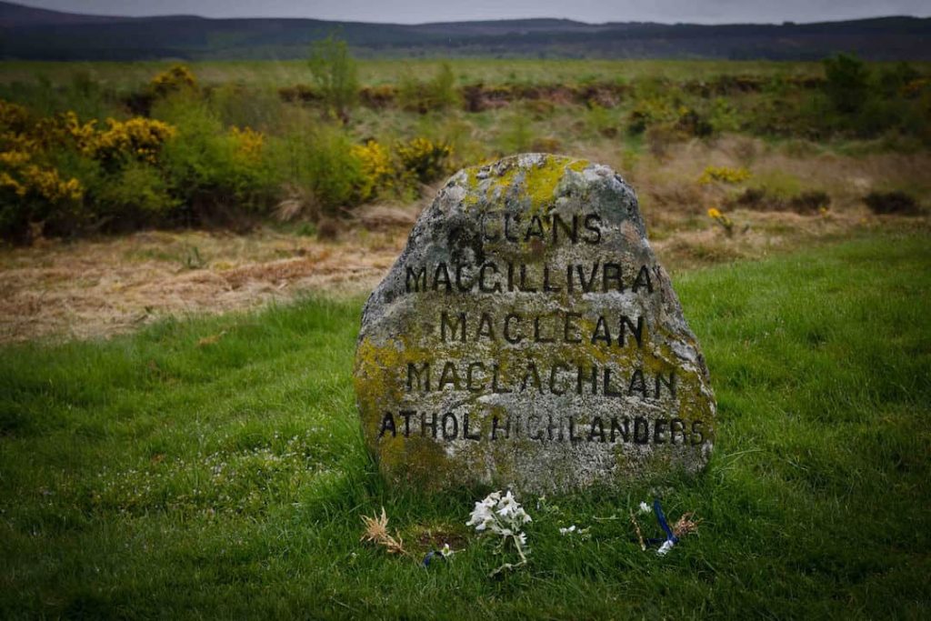 A very old grave listing several names on Culloden Moor