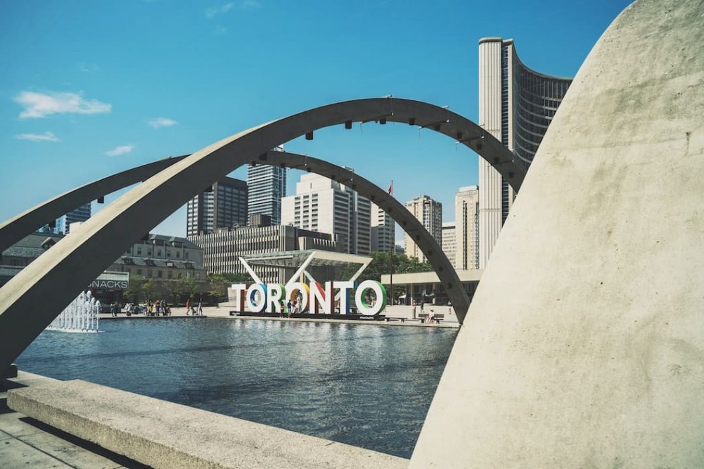 outoor "Toronto" sign in Toronto, Canada