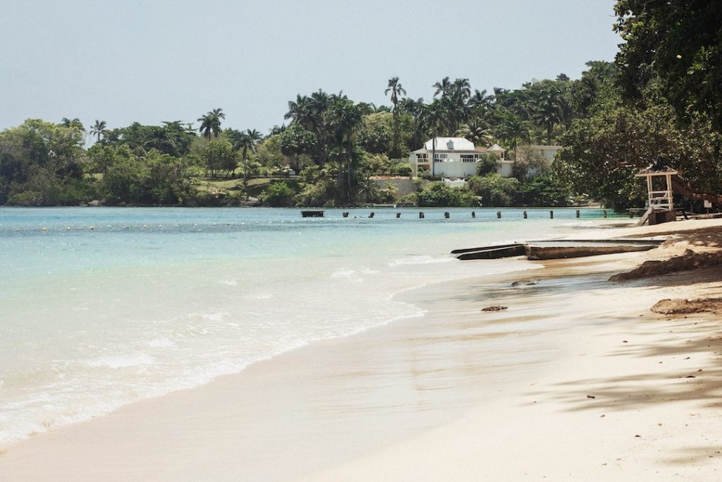 Secluded spot on one of Jamaica's beautiful beaches on the coast