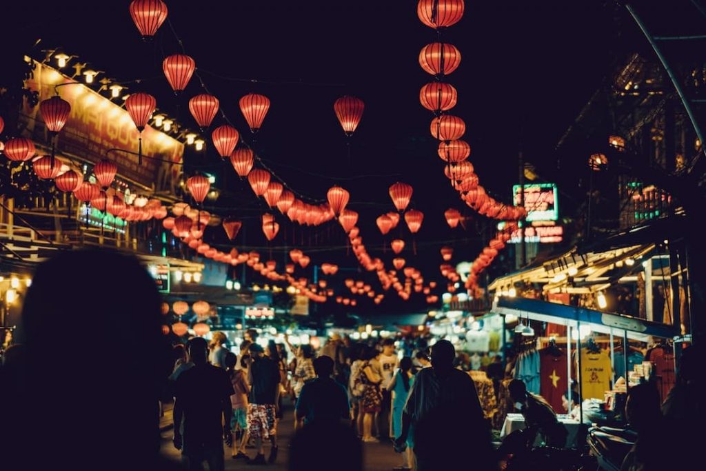 A busy market in Phu Quoc, VIetnam at night