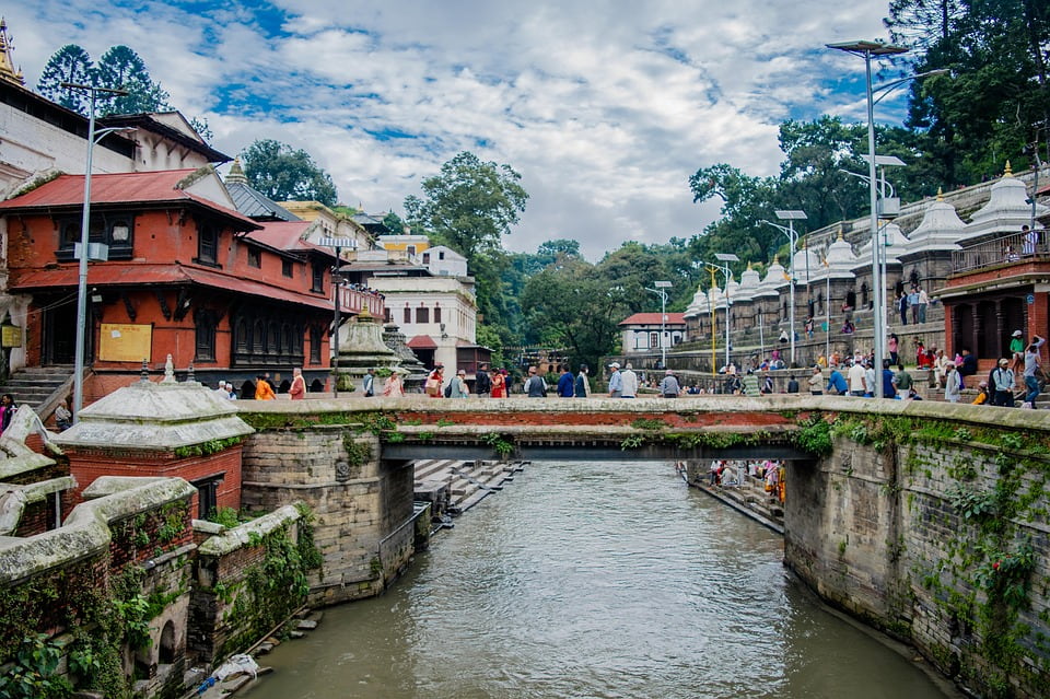 A shot of the bridge by The sacred Pashupatinath Temple in Kathmandu Valley