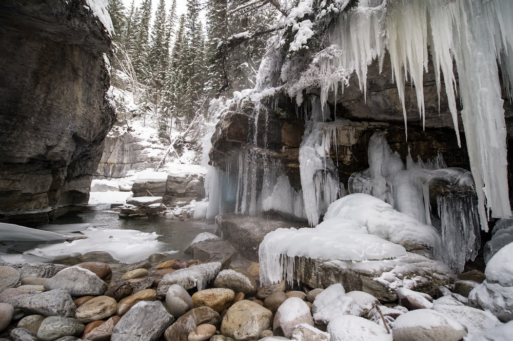 ice caves, fossils and frozen waterfalls on the Maligne Canyon