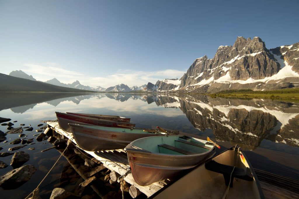 Lake and canoes in Jasper National Park