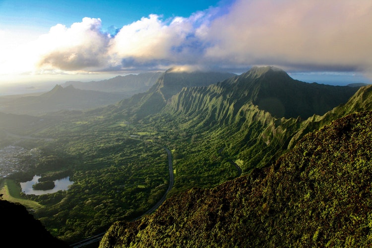 birds-eye view of Haiku Stairs (Escaleras al Cielo), Kaneohe, United States