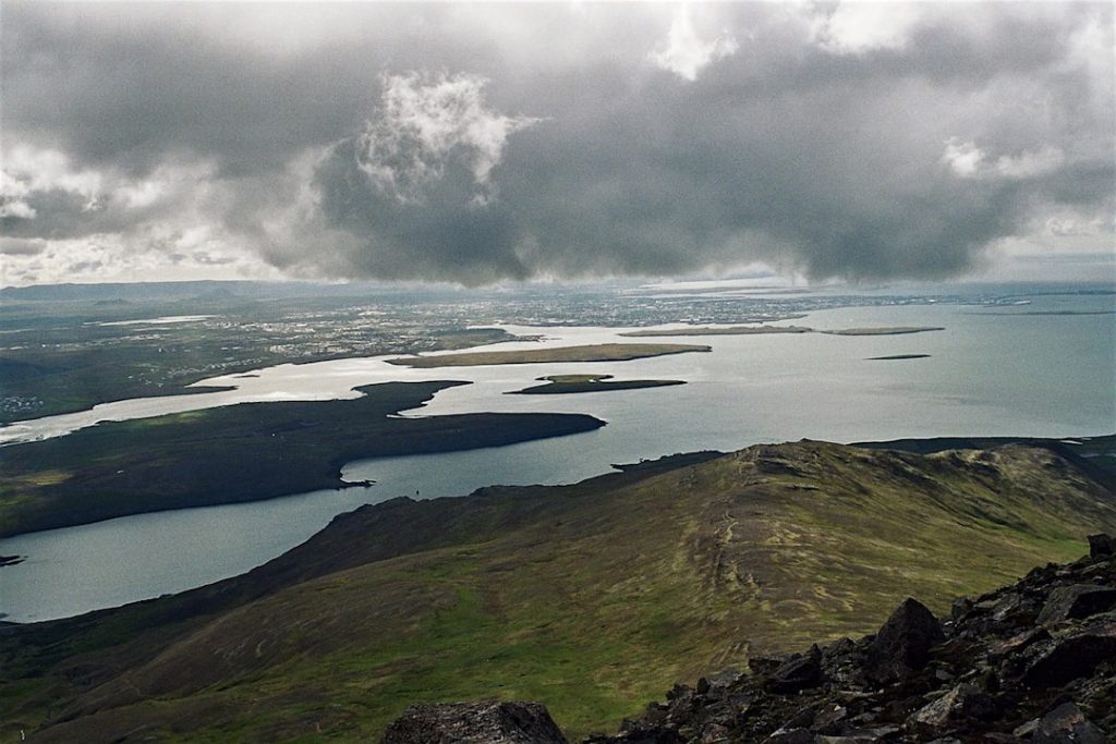 A view of Reykjavik from the top of Mt. Esja