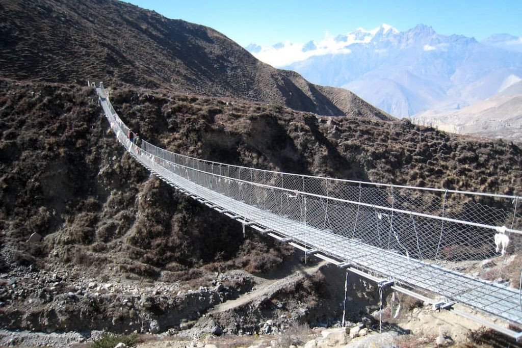 A suspension brige on the Annapurna Circuit, Nepal