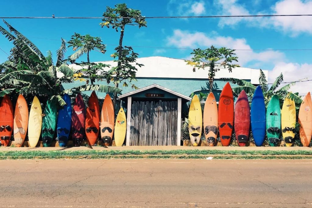 Colourful kayaks in Maui, Hawaii