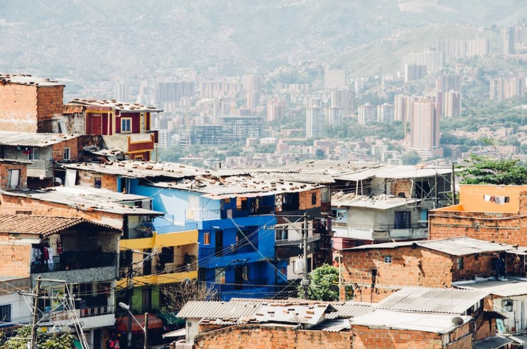 View of the colourful buildings in Colombia