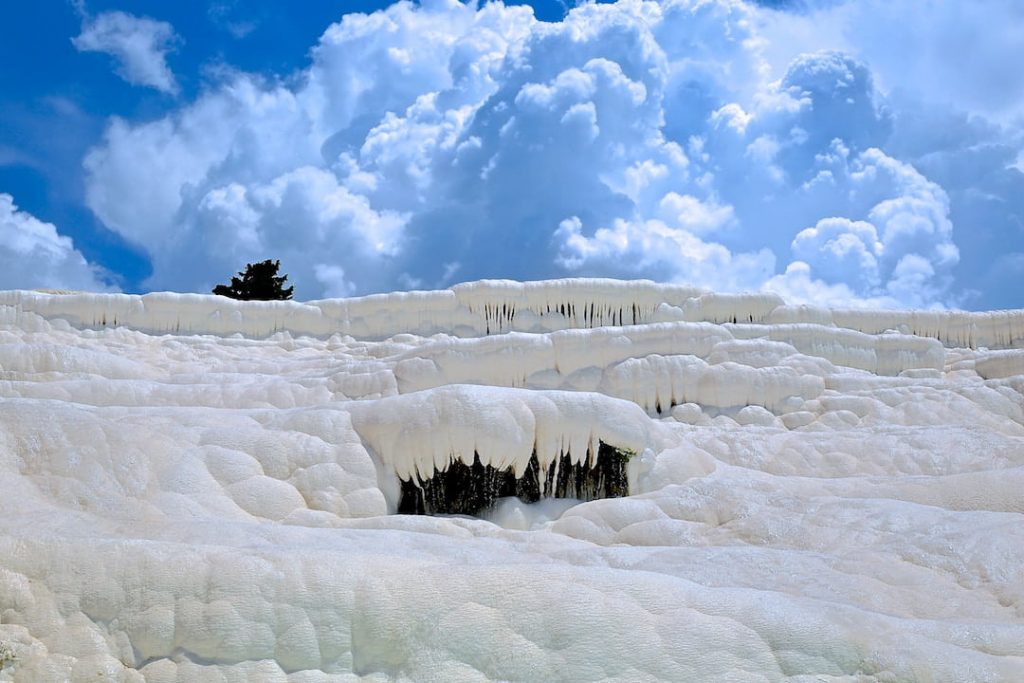 Frozen water in Pamukkale, Turkey