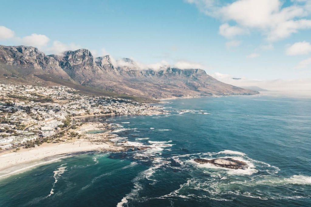 An arial shot of Cape Town, South Africa