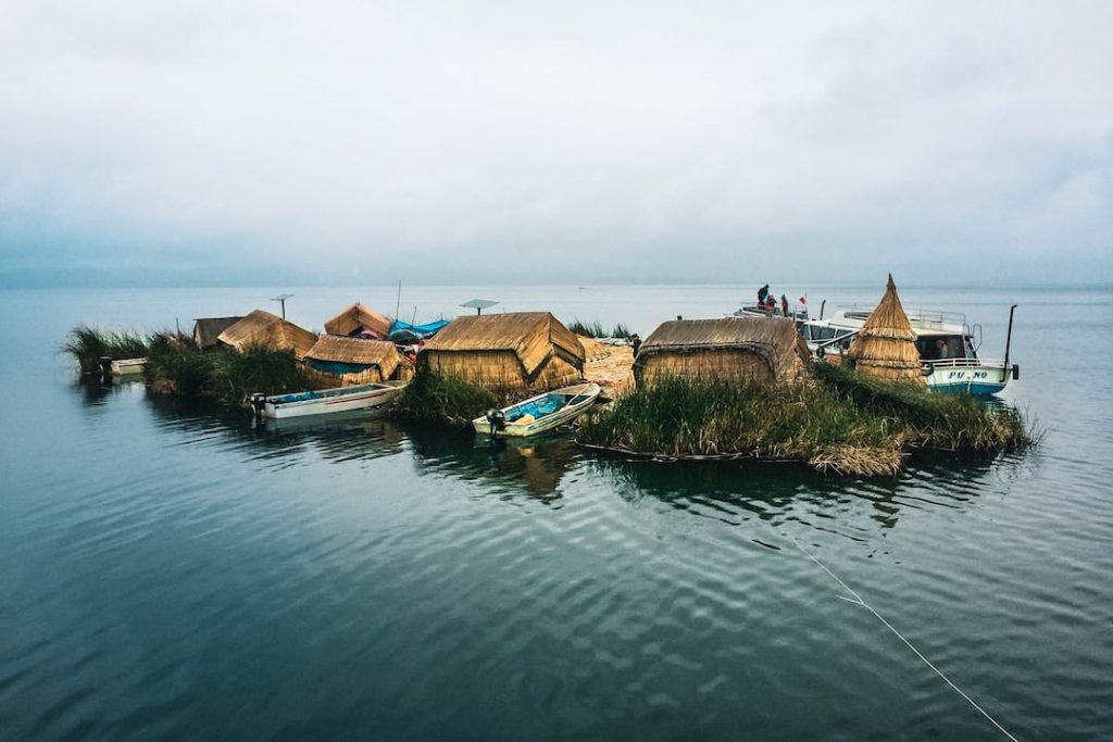 An island on a lake in Peru