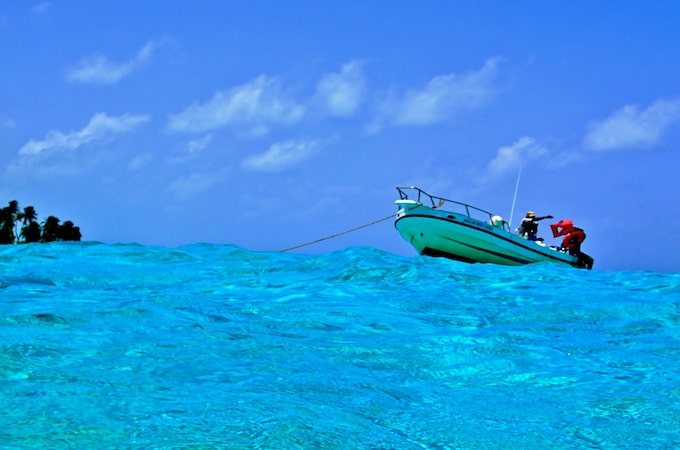 A boat in the ocean in Belize