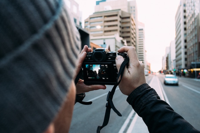 The view of a city through a digital camera