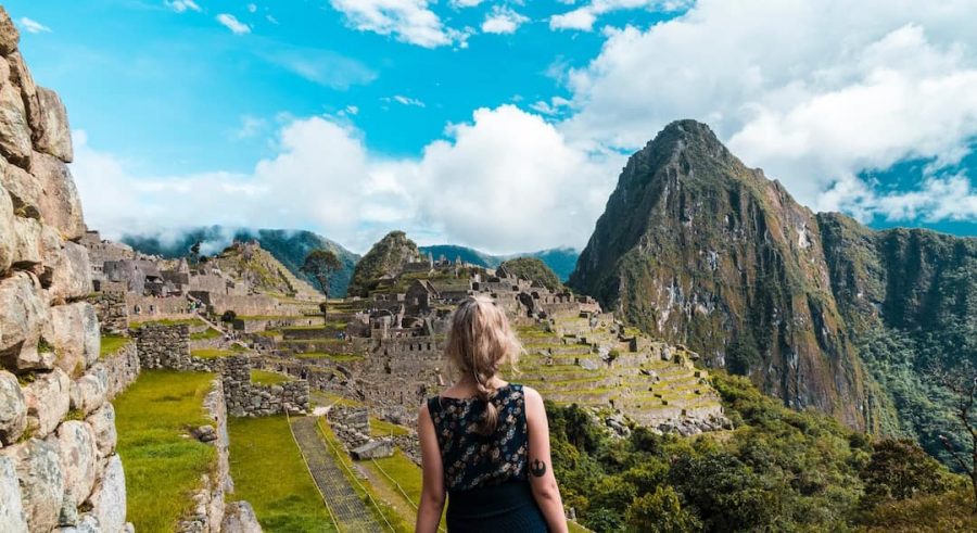 Person overlooking Machu Picchu 