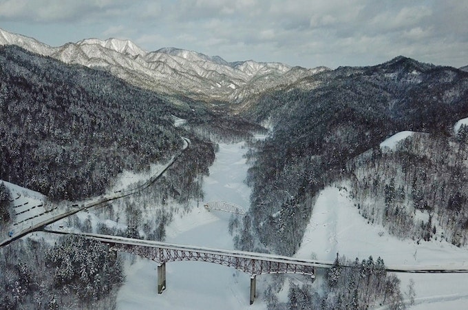 Snowy mountains in Mikasa, Japan