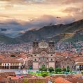 Sunrise view over the Plaza de Armas in Cusco, Peru