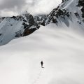 A man walking alone along Mont Blanc