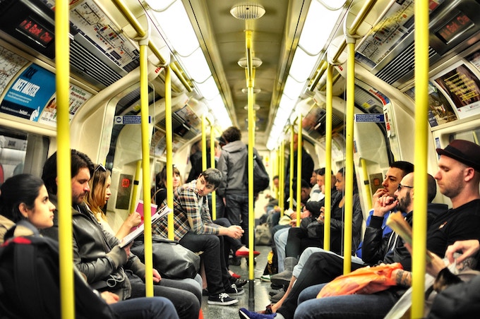 A busy london underground car