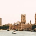 Houses of Parliament and Big Ben on the Thames in London, England