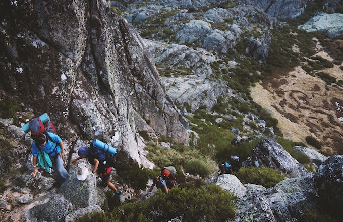 People climbing Serra da Estrela, Portugal