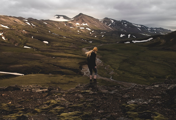 A girl hiking in Iceland