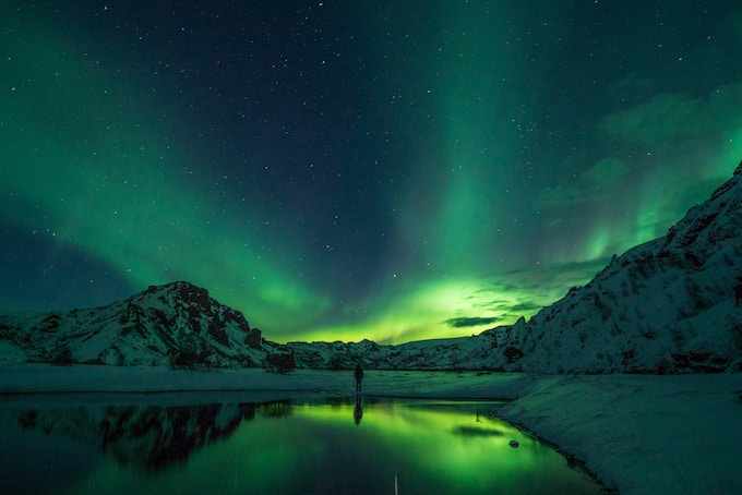 the northern lights in Thorsmork, Iceland