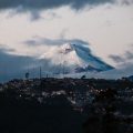 Quito's skyline at dusk