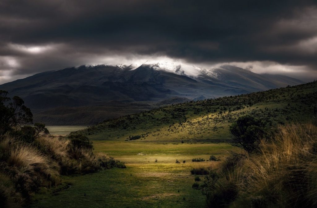 Cloud cover over Cotopaxi Volcano in Cotopaxi National Park, Ecuador