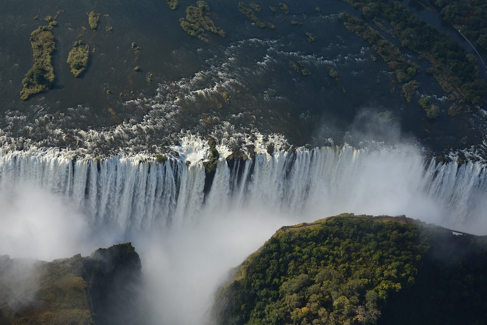 Birds eye view of a massive waterfall