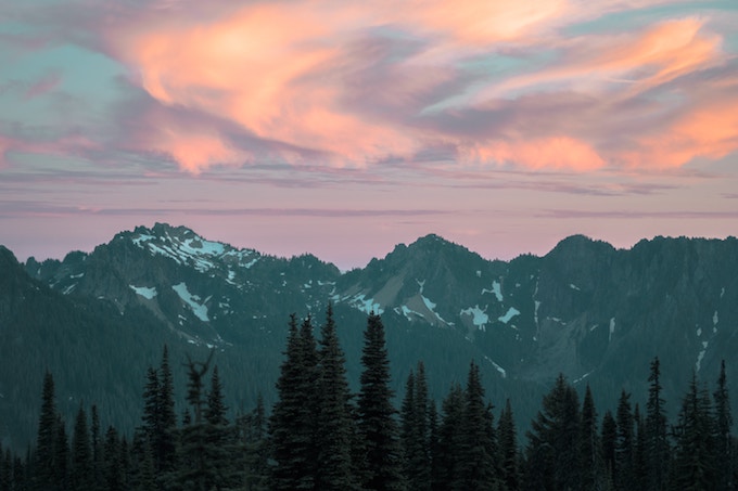 Sunset over Mount Rainer, Washington, USA