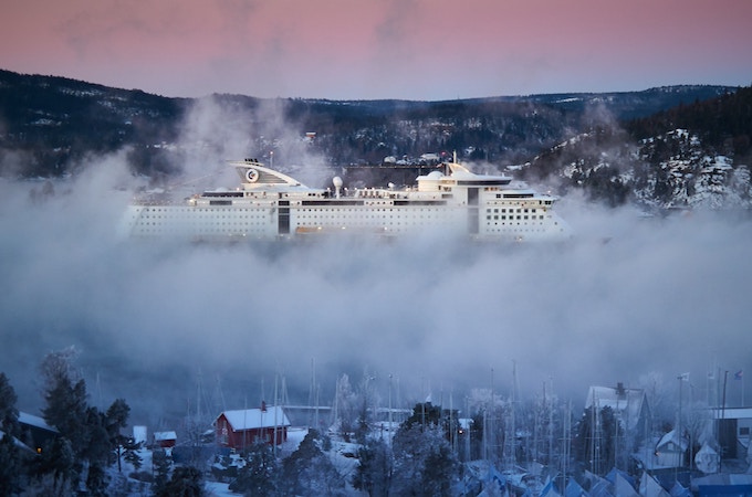 Steam and frost at sunrise in Norway