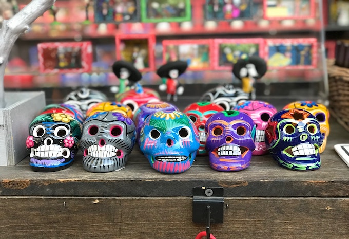 Colourful sugar skulls