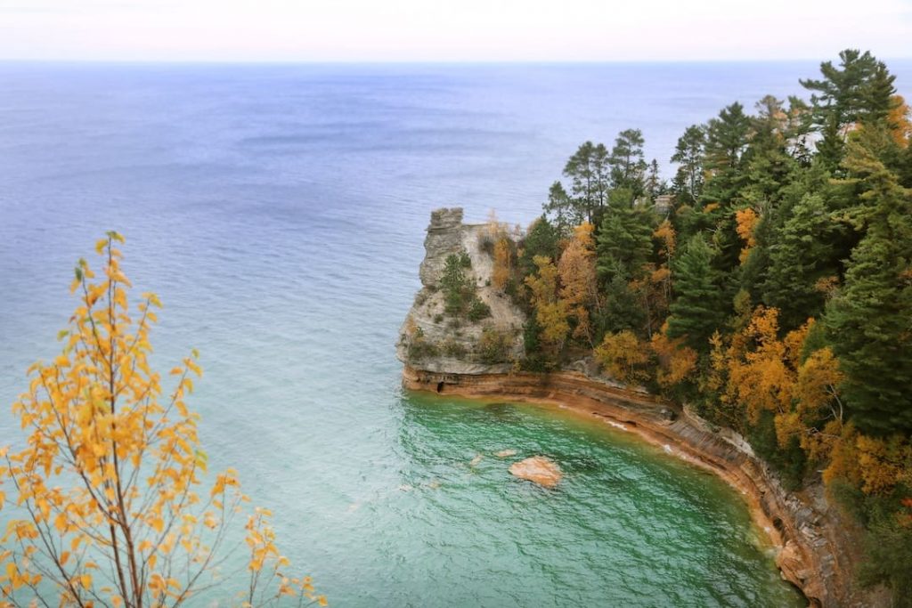 Trees changing colours along the shores of Michigan's Upper Peninsula