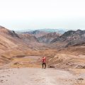 A person walking alone in Vinicunca, Cusco, Peru