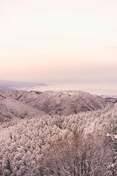 The view from a mountain on a winter day in Kyoto