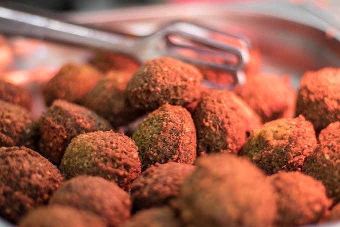 Close-up shot of falafel