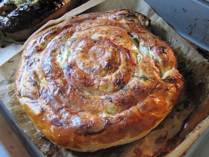 a flaky and golden-baked cheese pie