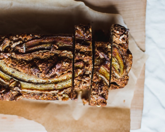 a loaf of freshly baked banana bread 