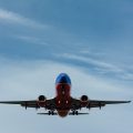 Plane in the air during takeoff