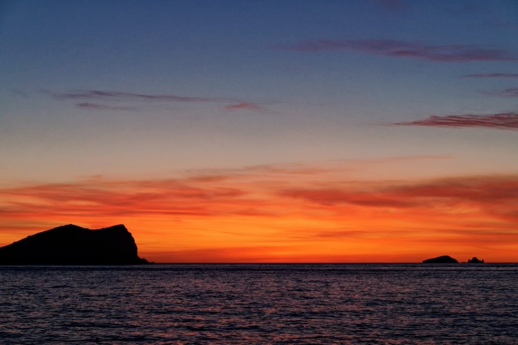 Sunset over the sea in Ibiza