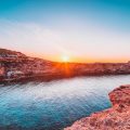 Rock formations and sea at Punta Galera, Ibiza, Spain